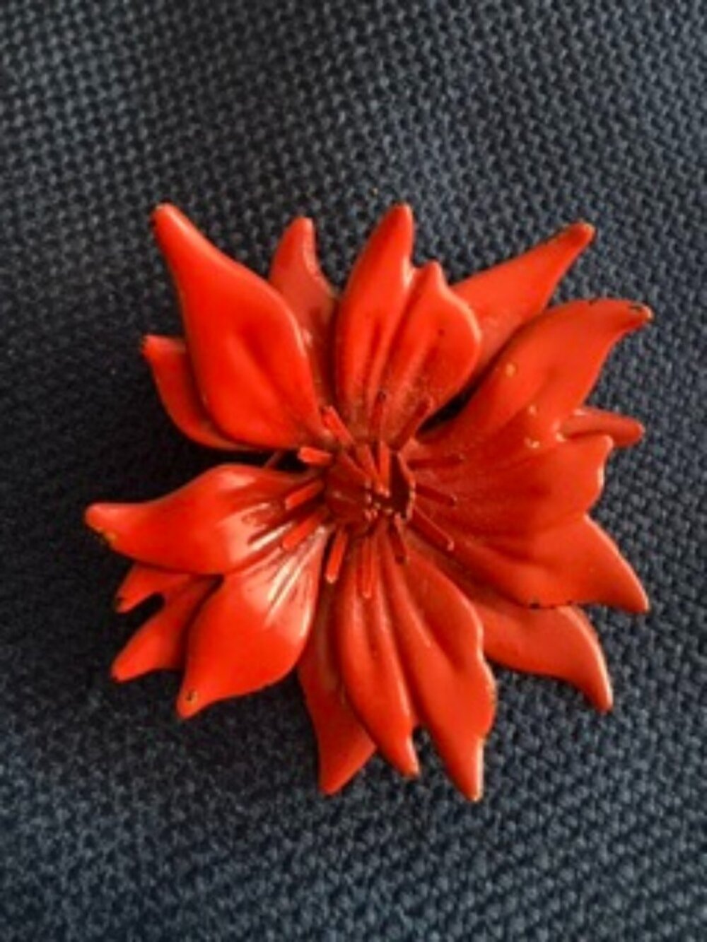 Vintage Bright Orange Flower Brooch